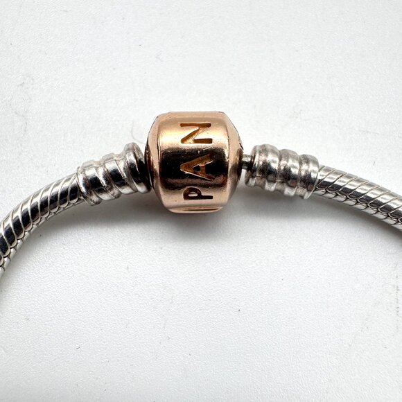 Pandora Bracelet Charm Set 6.5" with Rose Gold Sea Turtle Zirconia Purse Jem - Picture 4 of 12